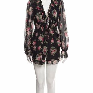 Zimmermann Black Floral Sheer Playsuit